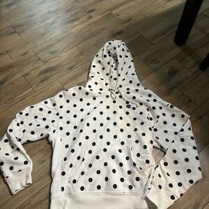 Champion White Hoodie with Black Polka Dots